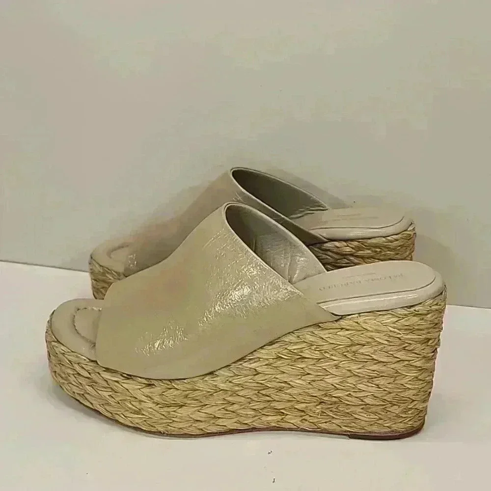 Paloma Barcelo 10.5 mm raffia wedge espadrille light green size 9 nwob